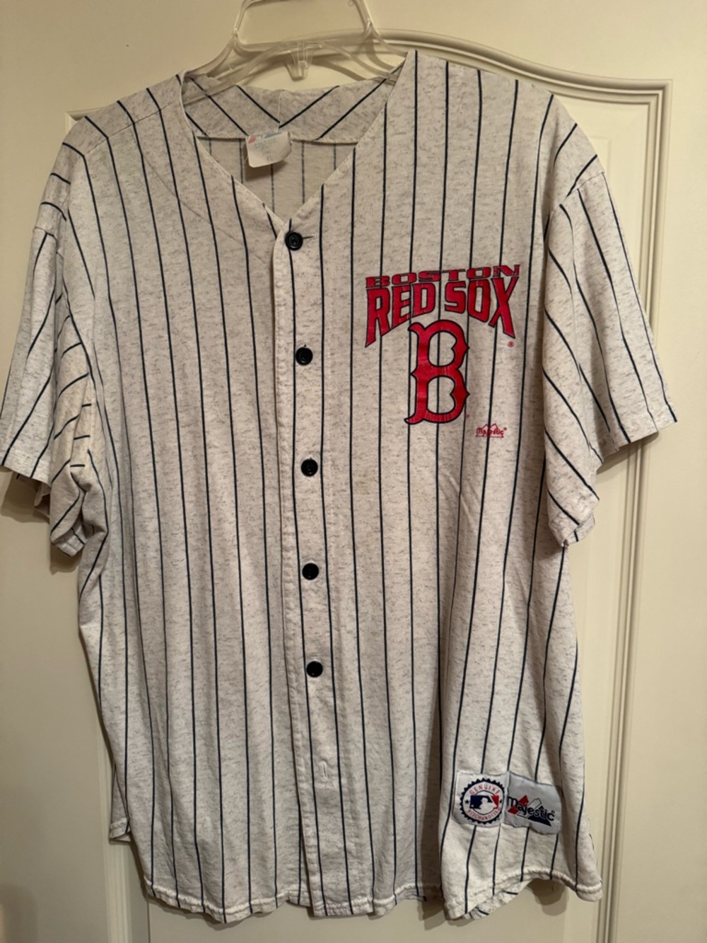 Vintage Boston Red Sox Majestic US Made Pinstripe Baseball Jersey Size X-Large